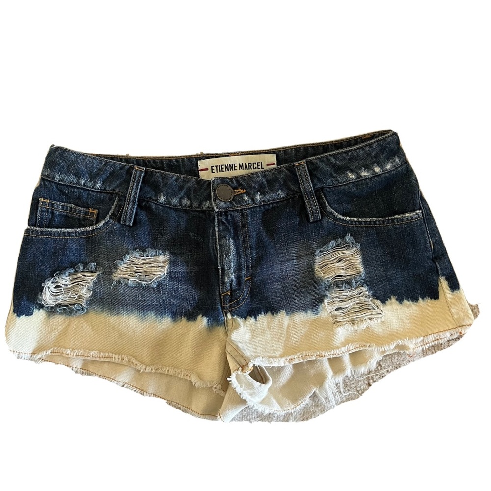 Etienne Marcel Dip Dye Fray Denim Cutoff Jean Shorts Indigo. Size 28. Used.